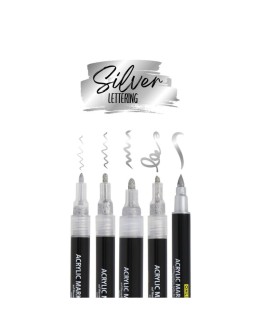 Set Silver Lettering Pen Markers 5 pcs - Online 2