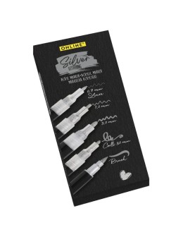 Set Silver Lettering Pen Markers 5 pcs - Online