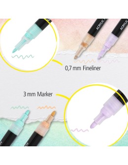 Σετ Ακρυλικών Μαρκαδόρων Pastel Lettering 6τεμάχια 0.7mm & 3mm - Online