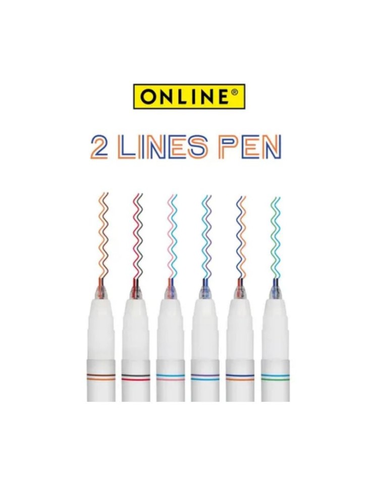2 Lines Pen Fineliner Set 6pcs - Online