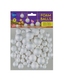 Set 60 Polystyrene Balls 1.5-2-3cm