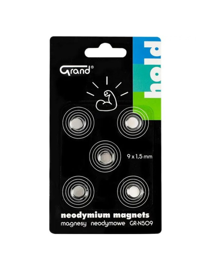 Set of 5 Neodymium Round Magnets 9x1.5mm