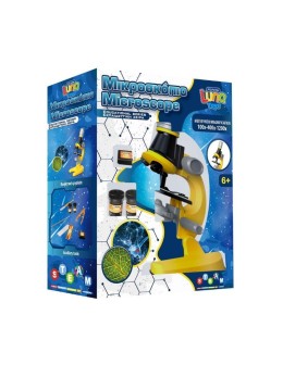 Luna Toys yellow kids microscope set 1200x zoom with lab accessories and box
