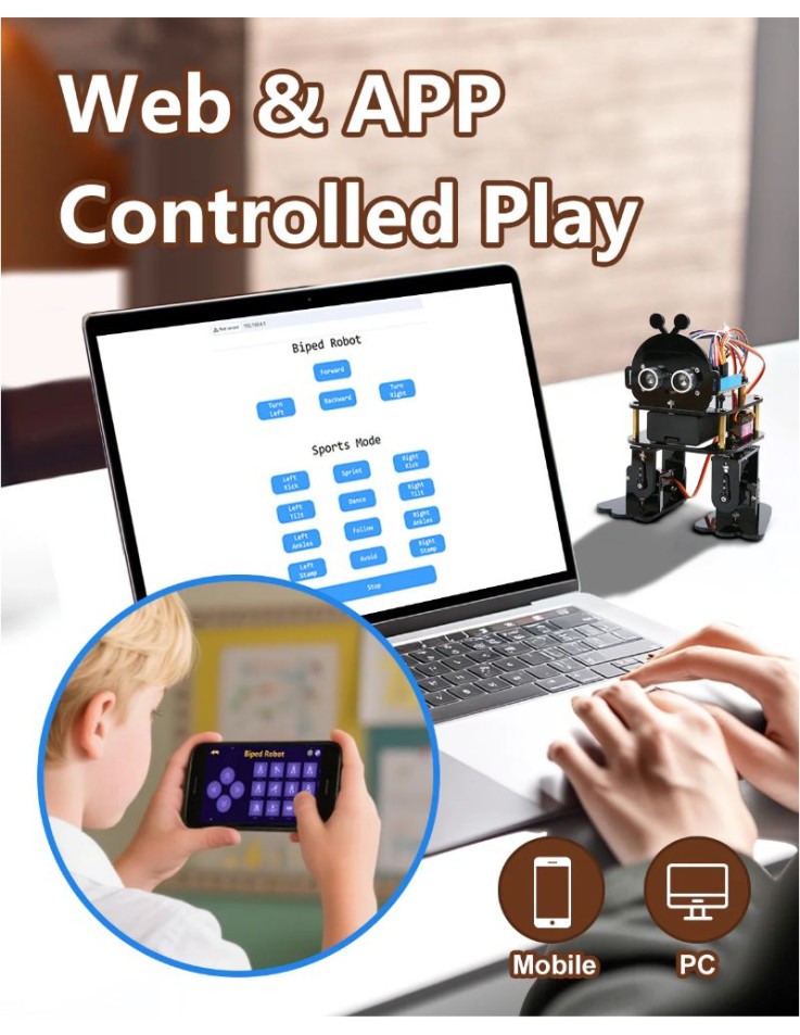 Bionic Biped Robot Kit with ESP32 & App Control...