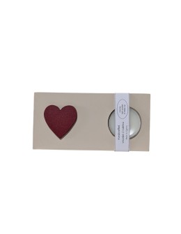 Wooden Tealight Holder with Red Heart Accent