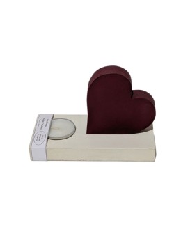 Ξύλινο Κηροπήγιο με 3D Όρθια Κόκκινη Καρδιά & κεράκι (13.5cm)