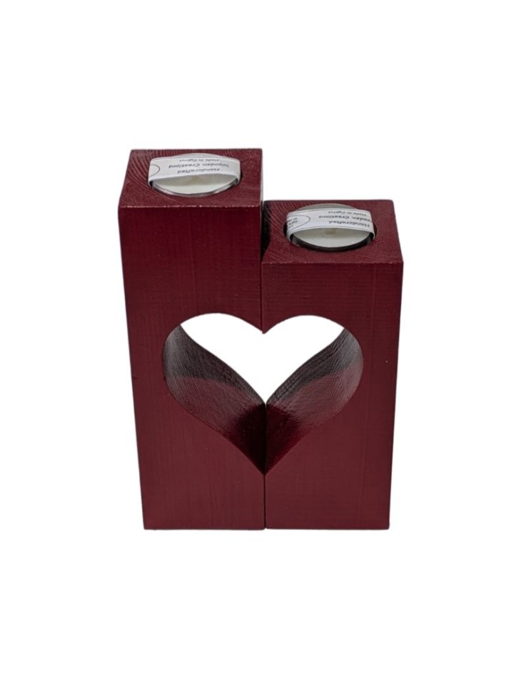 Set of 2 Wooden Tealight Holders "Joining...