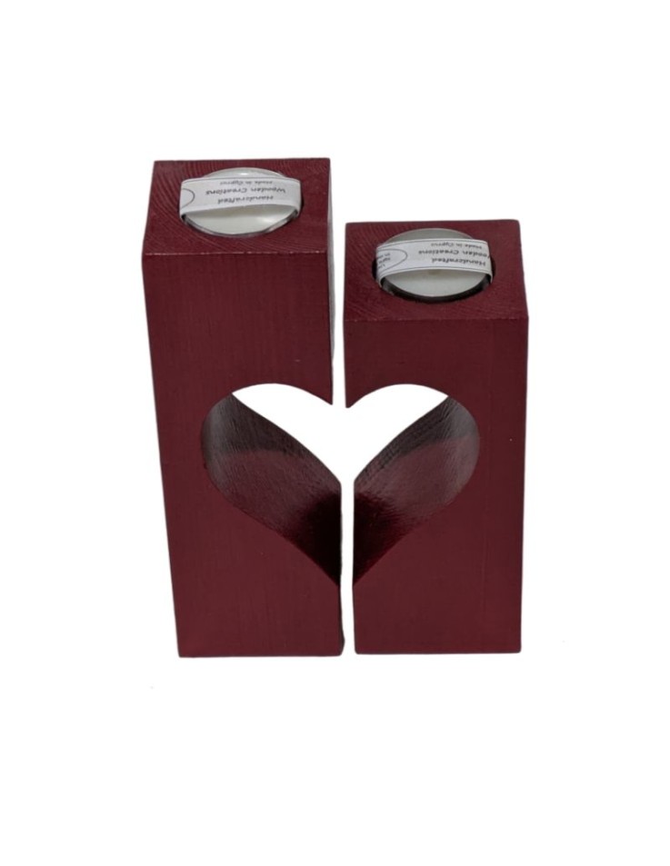Set of 2 Wooden Tealight Holders "Joining...