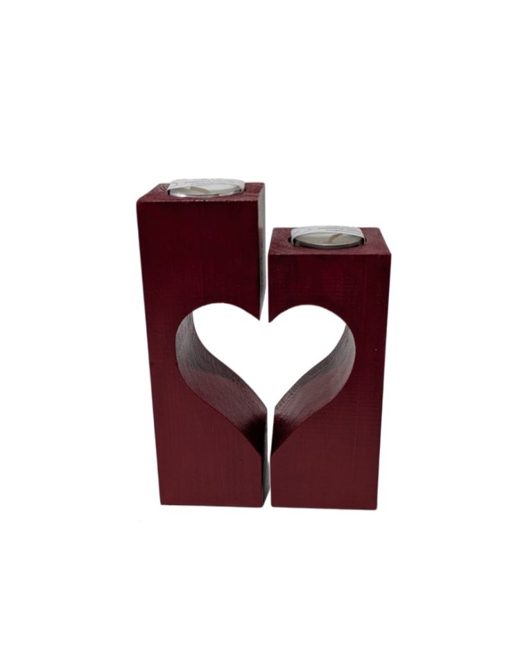 Set of 2 Wooden Tealight Holders "Joining...