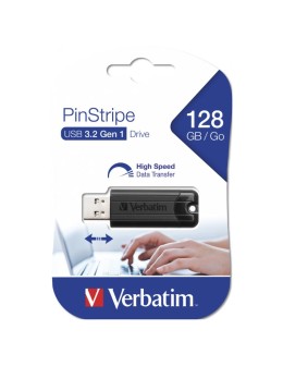 USB Flash Drive Verbatim PinStripe 128GB Μαύρο