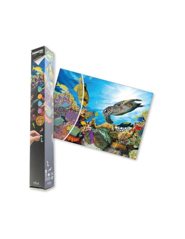 Σετ 5D Diamond painting μερικής κάλυψης (Partial Drill) με θέμα Θαλάσσια Κοράλλια, διαστάσεις 50x70cm και στρογγυλά διαμαντάκια.