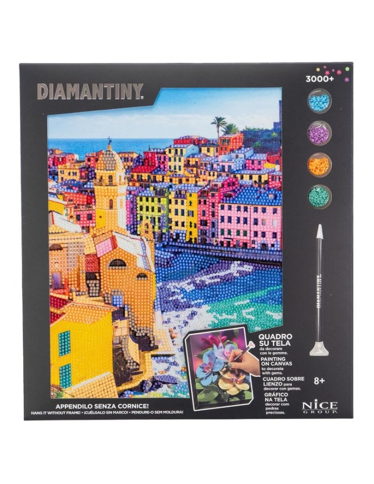 Σετ 5D Diamond painting μερικής κάλυψης (Partial Drill) με θέμα Cinque Terre, διαστάσεις 32x30cm και στρογγυλά διαμαντάκια.