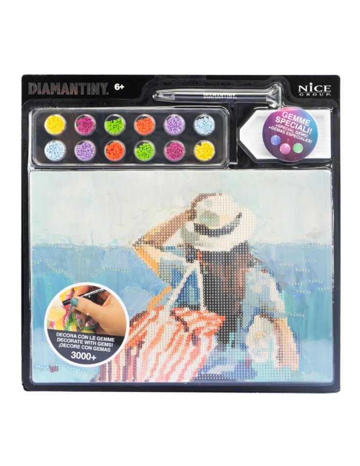 5D Partial drill diamond painting kit featuring a Holiday Landscape, 21x29.7cm canvas board with round diamonds.