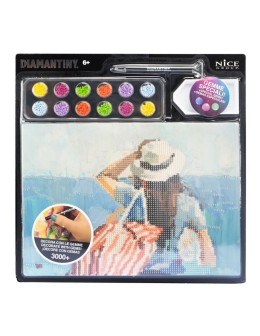 5D Partial drill diamond painting kit featuring a Holiday Landscape, 21x29.7cm canvas board with round diamonds.