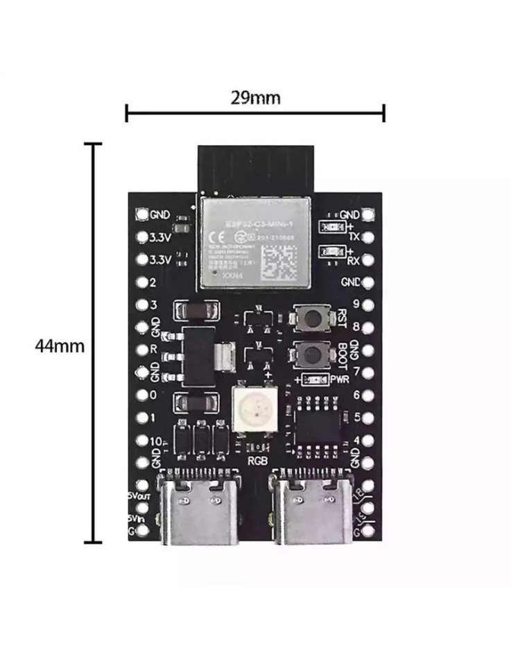 ESP32-C3 Mini Dual Type-C WiFi & BLE Board