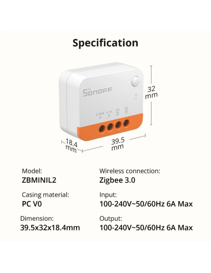 Sonoff ZigBee ZBMINIL2 Smart Switch