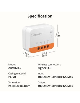 Sonoff ZigBee ZBMINIL2 Smart Switch