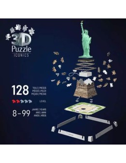 3D Puzzle 128τεμ - Άγαλμα της Ελευθερίας με φωτισμό Ravensburger