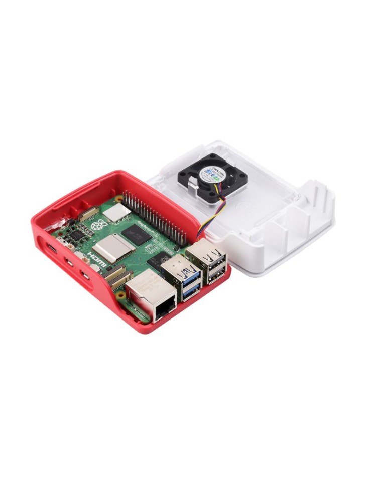 Γνήσια Θήκη Raspberry Pi 5 με Ανεμιστήρα Red/White