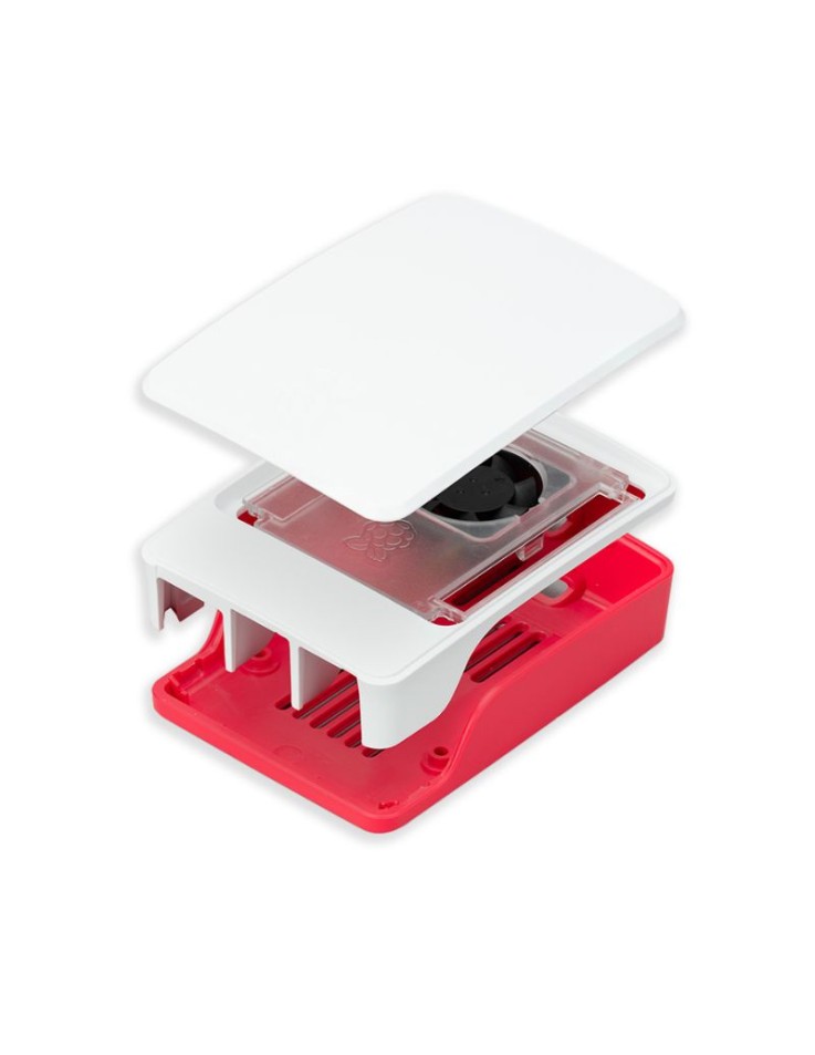 Γνήσια Θήκη Raspberry Pi 5 με Ανεμιστήρα Red/White