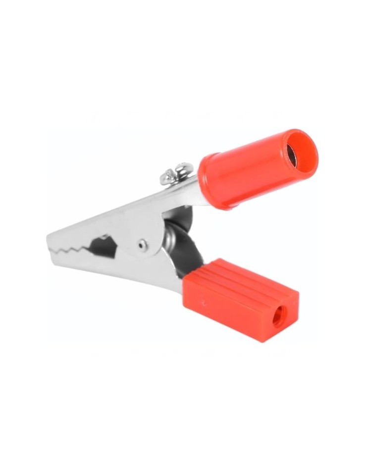 Crocodile Clip with 4mm Socket & Screw Red Axiomet