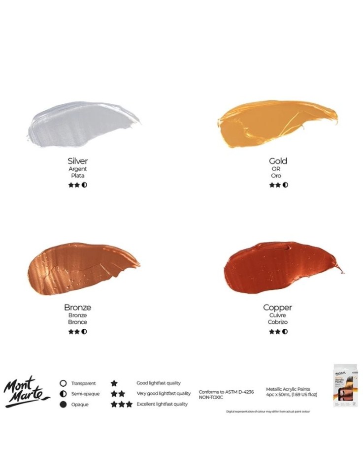 Σετ Ακρυλικά Χρώματα Metallic 4x50ml Mont Marte