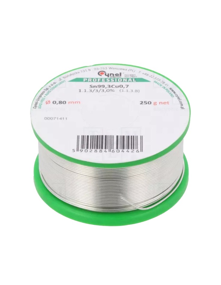 Καλάι Κόλλησης Αμόλυβδο 0.8mm 250gr Sn99.3Cu0.7...