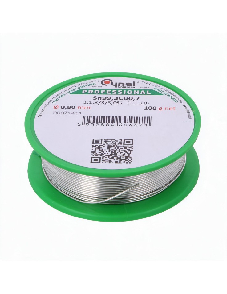 Καλάι Κόλλησης Αμόλυβδο 0.8mm 100gr Sn99.3Cu0.7...