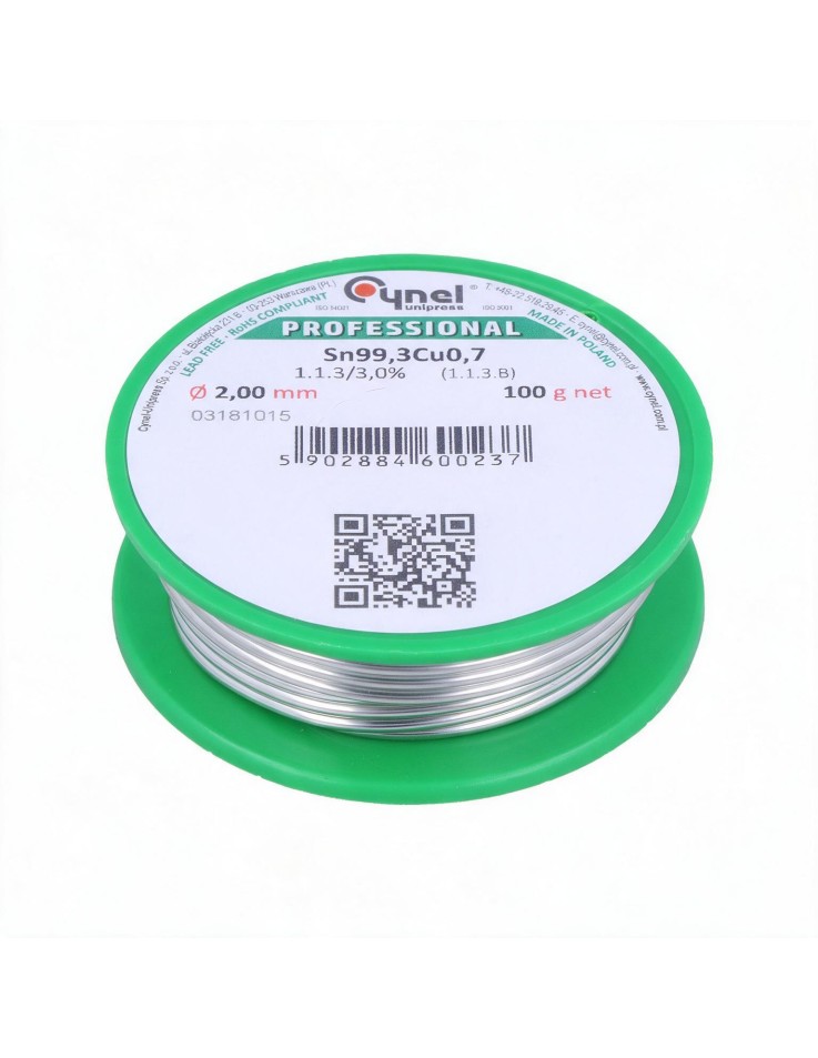 Καλάι Κόλλησης Αμόλυβδο 2mm 100gr Sn99.3Cu0.7...