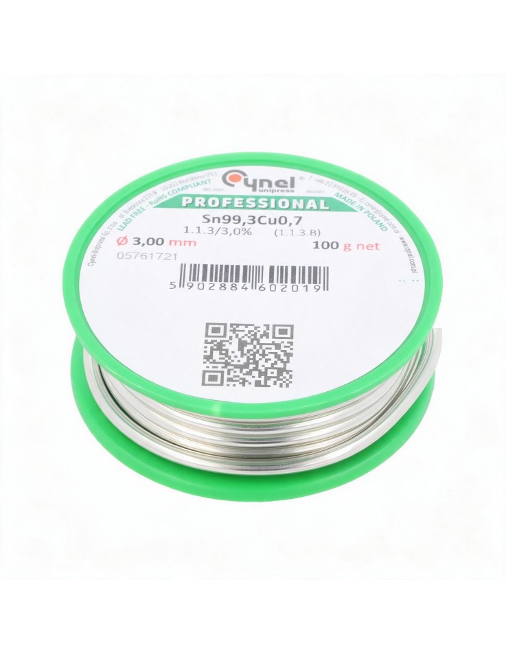 Καλάι Κόλλησης Αμόλυβδο 3mm 100gr Sn99.3Cu0.7...