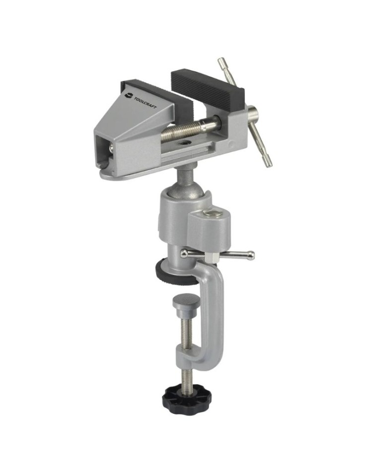 Toolcraft aluminium table vice with T-bar handle and rubber jaws