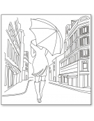 Ricepaper 50x50cm: "Woman with Umbrella"