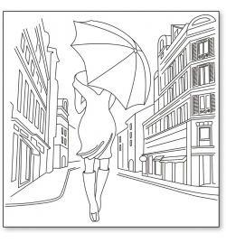 Ricepaper 50x50cm: "Woman with Umbrella"