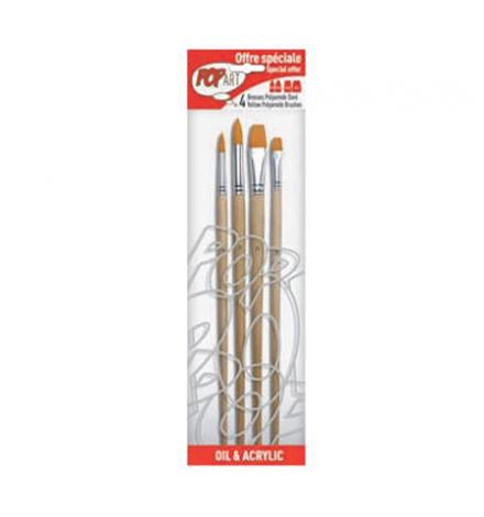 Paint Brush set 4pcs Oil&Acr Yellow Polymide - Pebeo