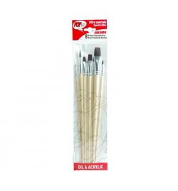 Paint Brush Set 8 pcs Pony hair Flat - Pebeo