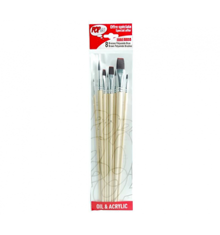 Paint Brush Set 8 pcs Pony hair Flat - Pebeo